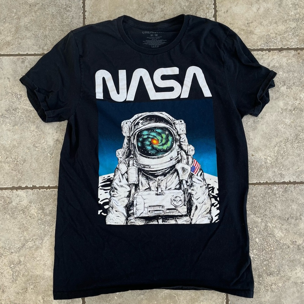 Chemistry nasa t shirt with white astronaut logo